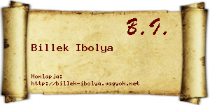 Billek Ibolya névjegykártya